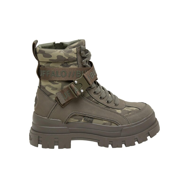 BUFFALO Šněrovací kozačky Aspha khaki / olivová / tmavě zelená 115686252