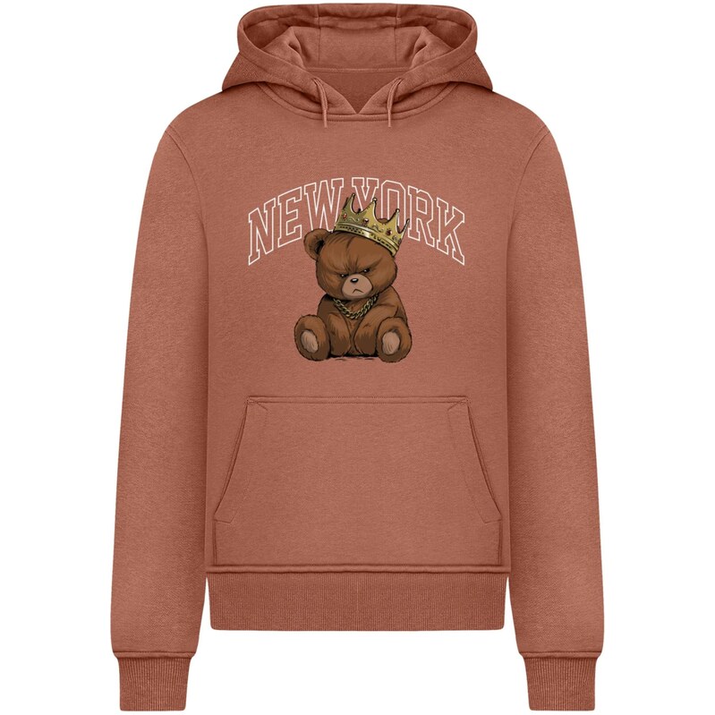 Mister Tee Mikina NY Crowned Bear hnědá / zlatá / černá / bílá