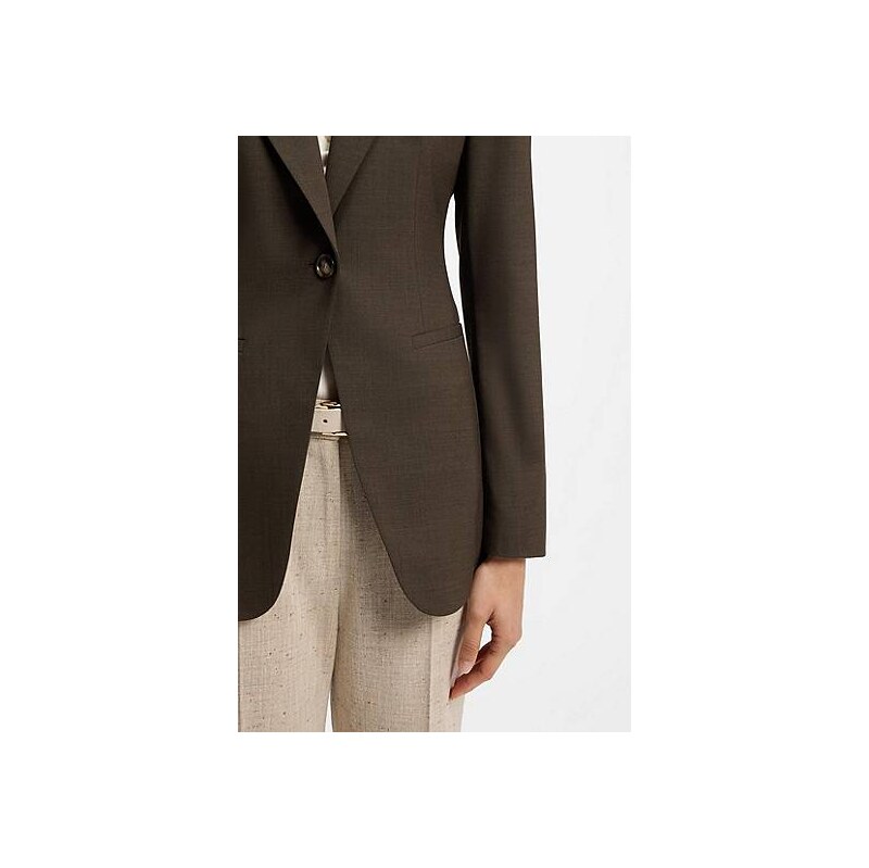 BOSS Single-breasted blazer in melange virgin wool 115685495