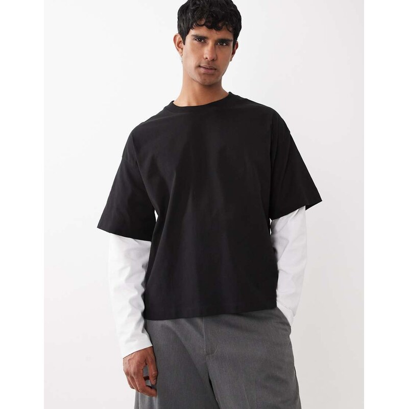 Jack & Jones double layer t-shirt in black