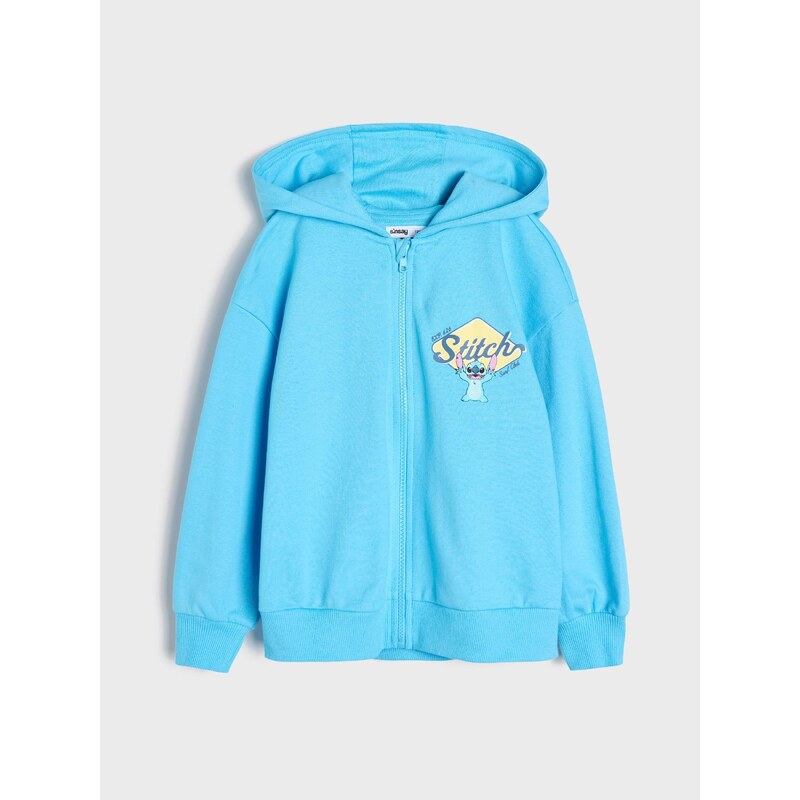 Sinsay - Mikina na zip s kapucí Lilo & Stitch - modrá