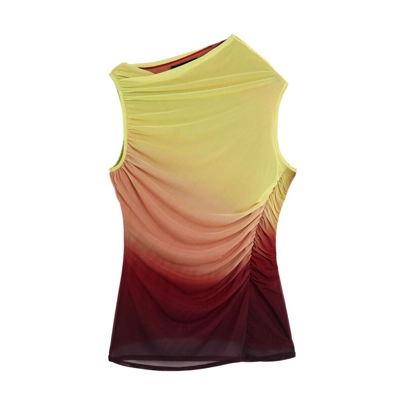Desigual Tričko limetková / vínově červená / pastelově červená