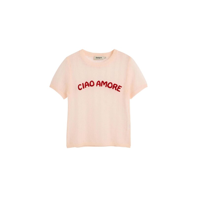 Desigual Svetr 'With Message' růže / tmavě červená