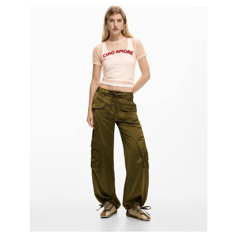 Desigual Svetr 'With Message' růže / tmavě červená