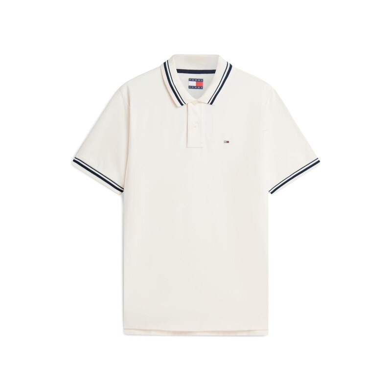 Tommy Jeans Tričko 'Tommy Flag Regular Fit Tipped' krémová