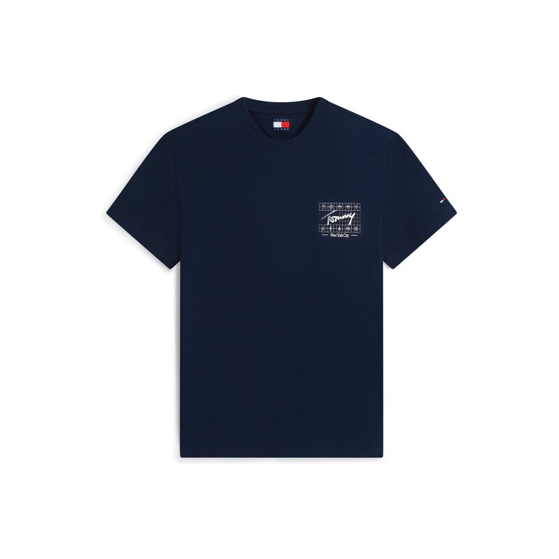 Tommy Jeans Tričko Signature Logo Peached námořnická modř / bílá
