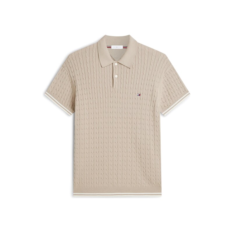 TOMMY HILFIGER Tričko 'Cable Short Sleeve' starobéžová