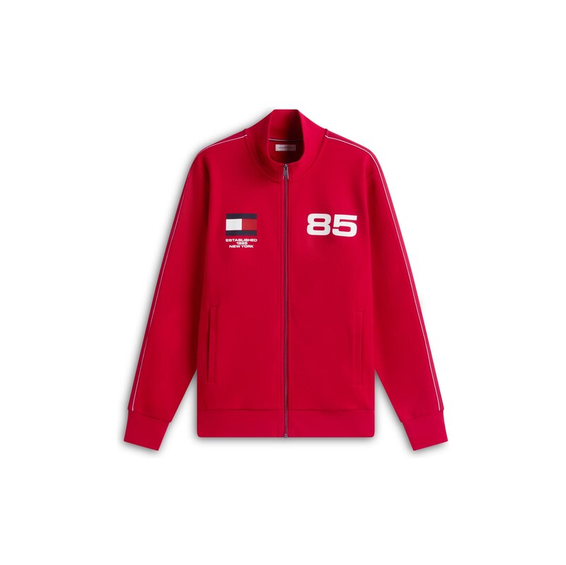 TOMMY HILFIGER Mikina Interlock Track námořnická modř / červená