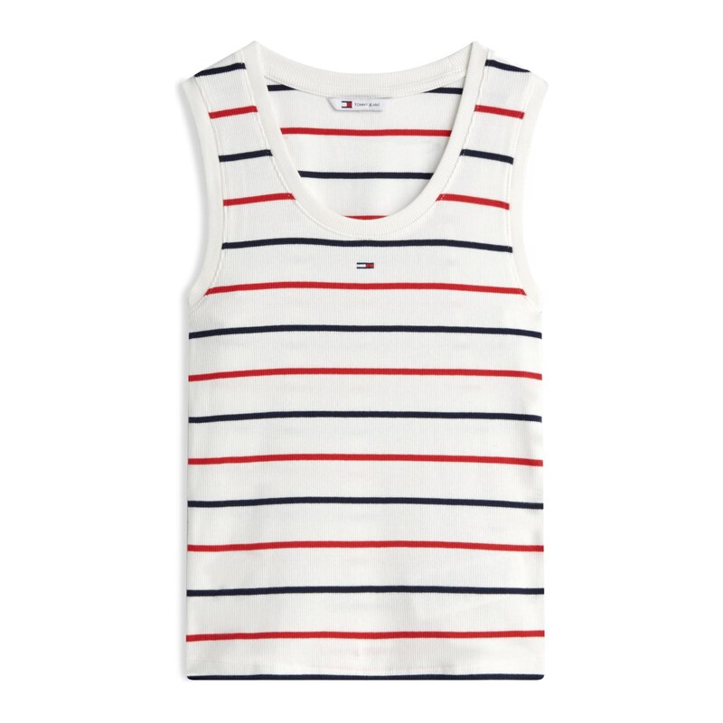 Tommy Jeans Top ESSENTIAL světle béžová / noční modrá / krvavě červená 115687820