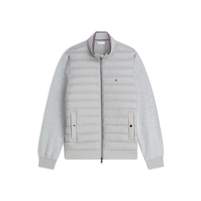 TOMMY HILFIGER Přechodná bunda 'Mixed Texture Intechno Zip-thru' šedý melír