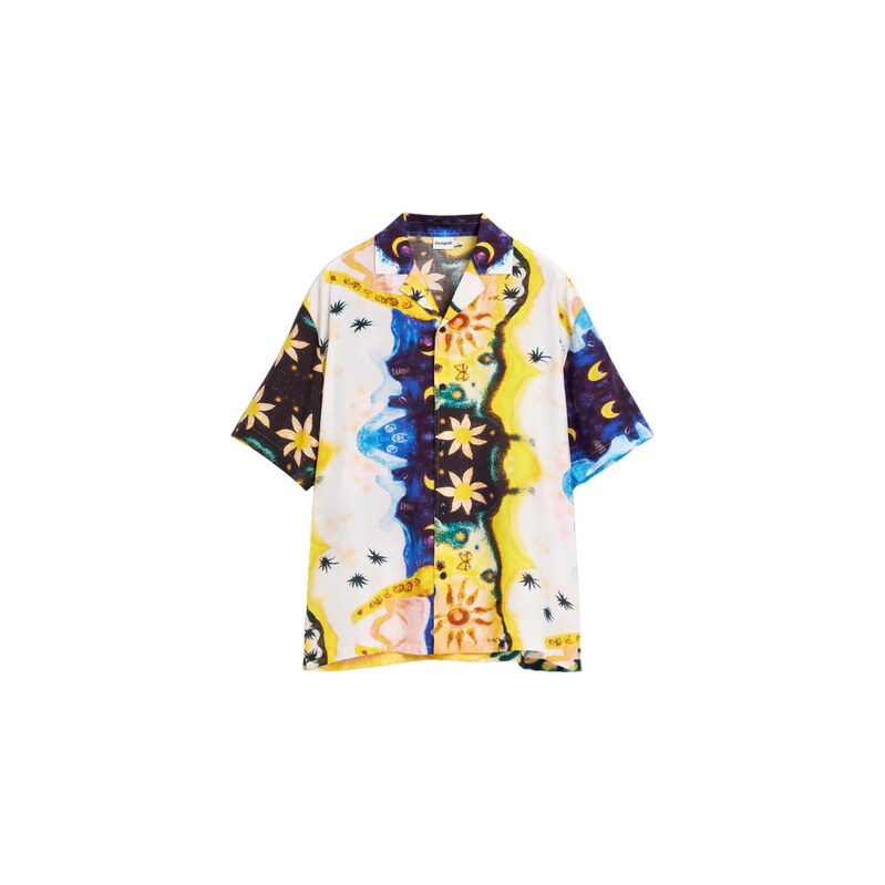 Desigual Košile Cosmos noční modrá / citronová / bílá