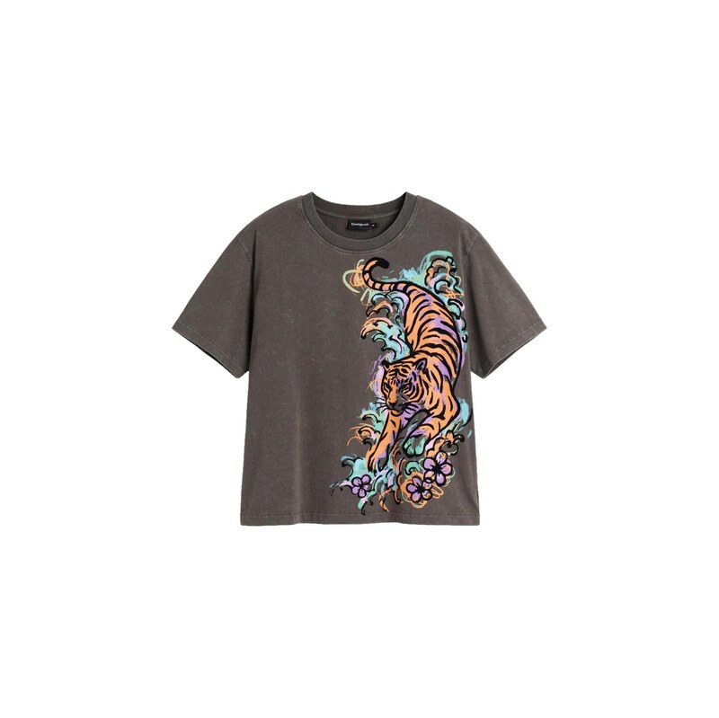 Desigual Tričko Tiger černá 115687956