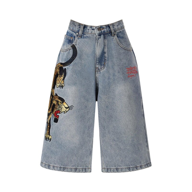 Ed Hardy Džíny Panther Crawl modrá džínovina / žlutá / červená / černá 115688059