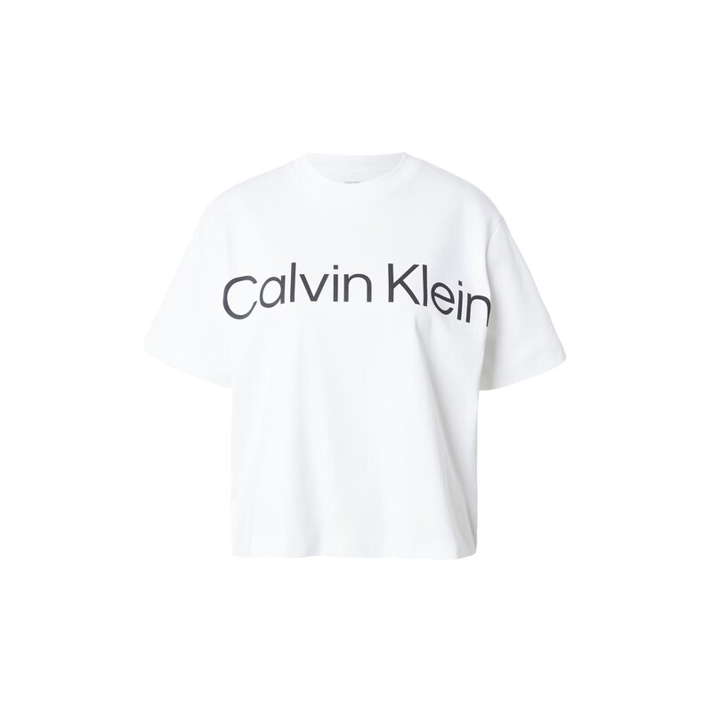 Calvin Klein Jeans Tričko Boxy Cropped Logo černá / bílá