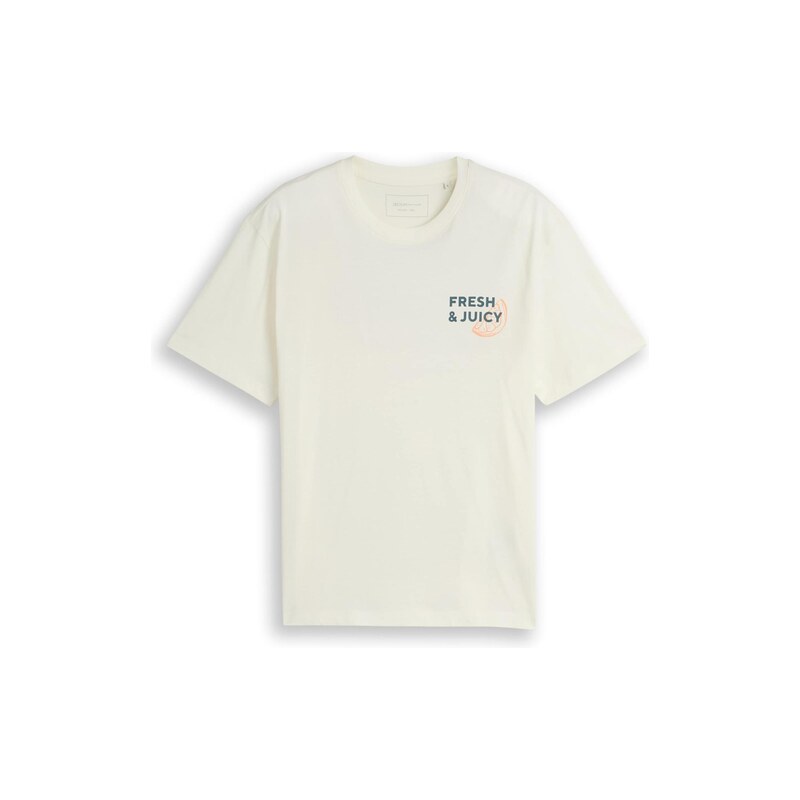 TOM TAILOR DENIM Tričko rákos / oranžová / offwhite