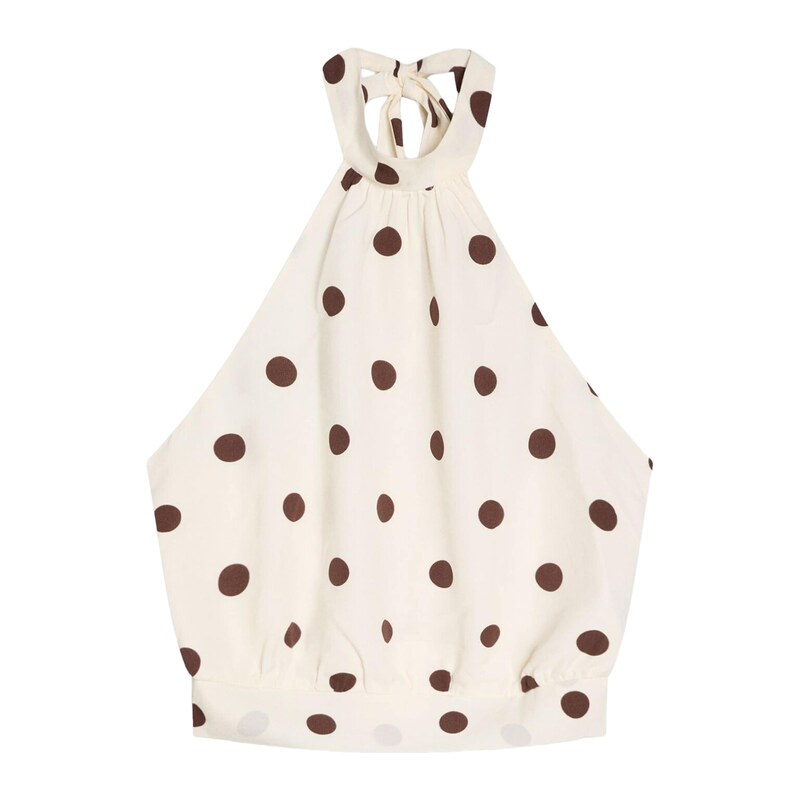 Bershka Top světle béžová / tmavě hnědá 115688151