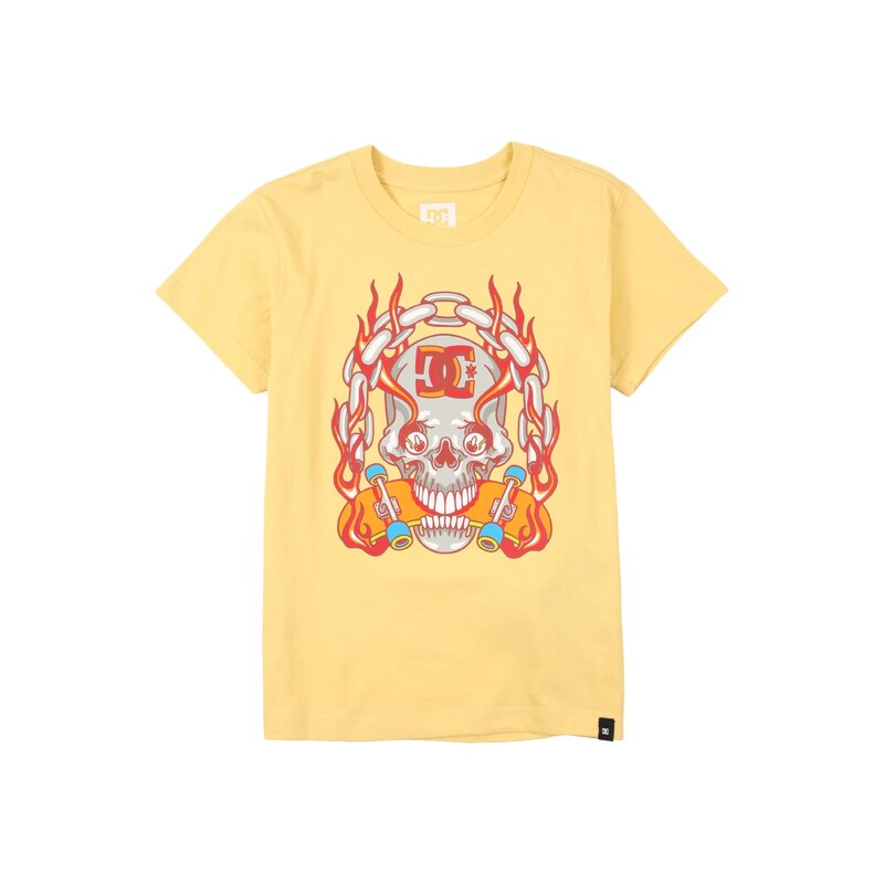 DC Shoes Funkční tričko BURNING SKULL světle žlutá / šedá /
