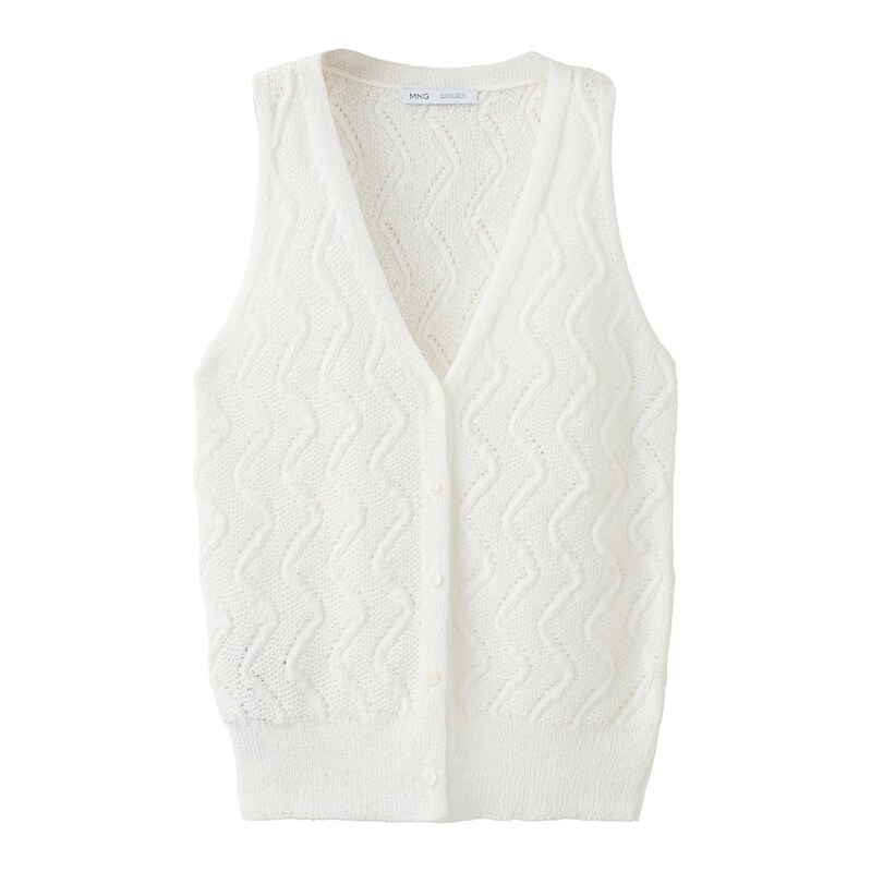 MANGO Pletená vesta SITONA offwhite 115688593