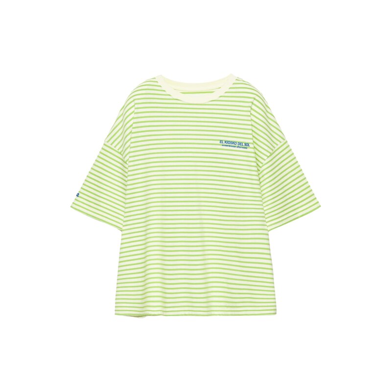 Pull&Bear Tričko PACIFIC RAYAS modrá / světle zelená / offwhite 115688829