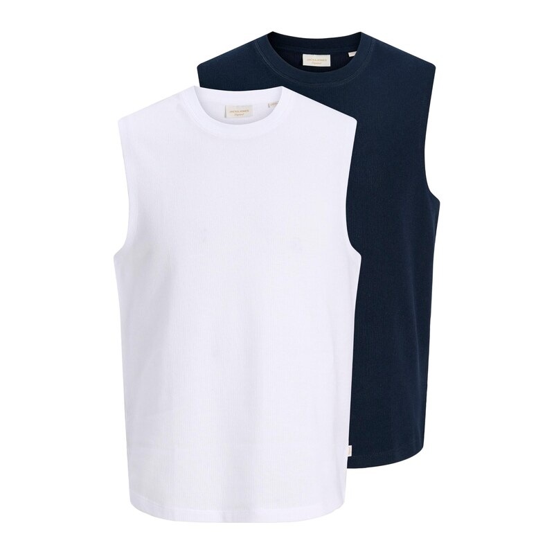 JACK & JONES Tričko JORHYERES marine modrá / bílá