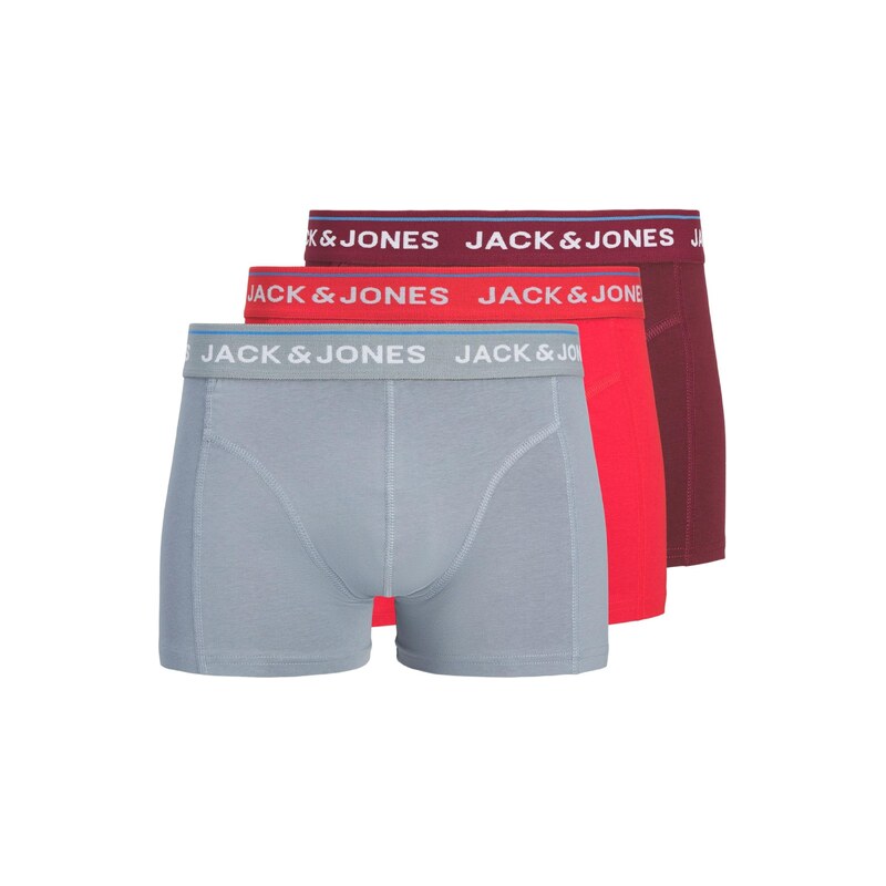 JACK & JONES Boxerky JACBRANCO šedá / červená / vínově červená /