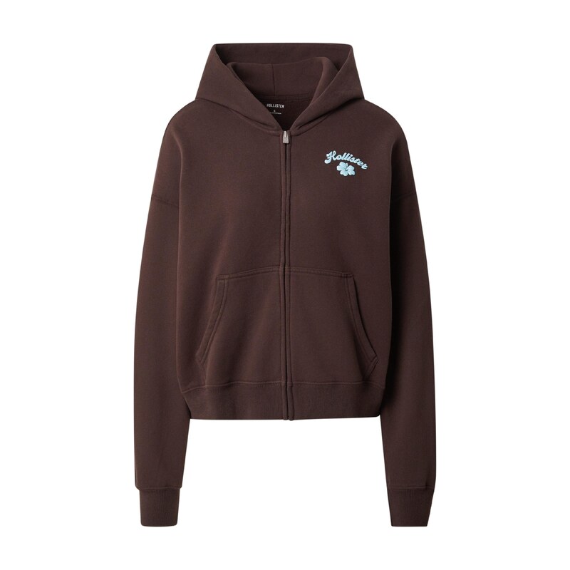 HOLLISTER Mikina aqua modrá / hnědá