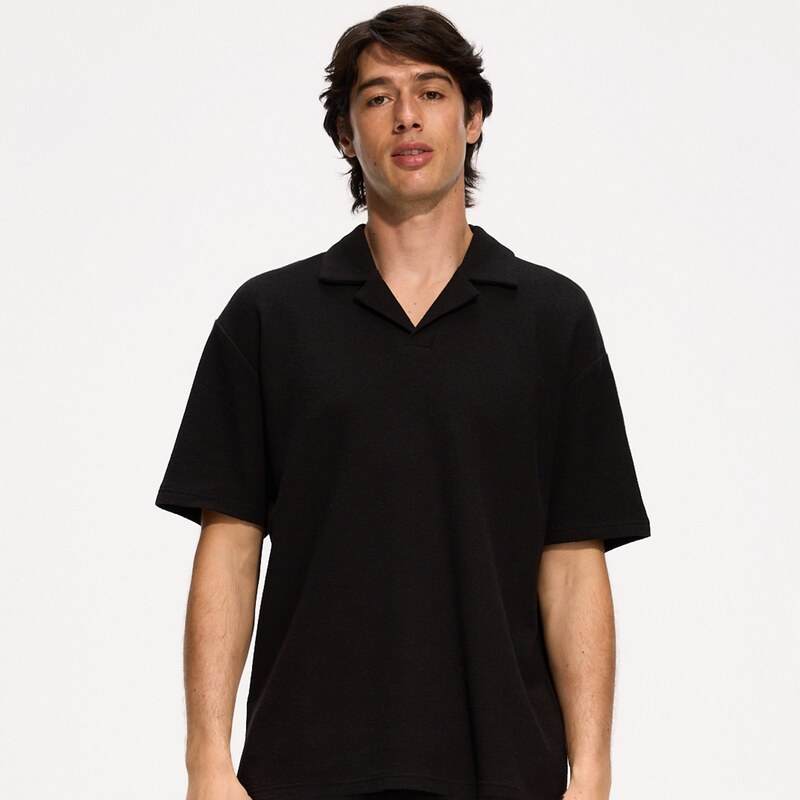 Reserved - Strukturální polo comfort fit - černý