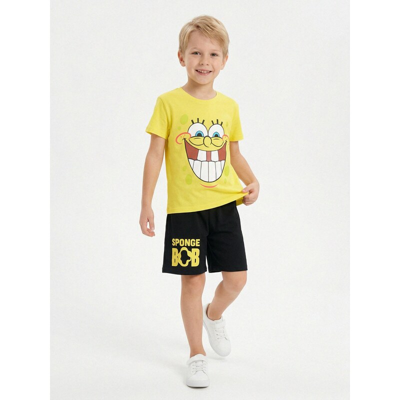 Sinsay - Bavlněná dvoudílná pyžama s potiskem SpongeBob - žlutá
