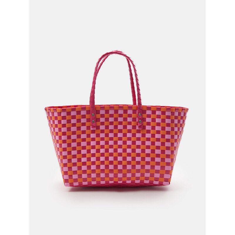 Sinsay - Pletená shopper taška s kostkovaným vzorem - vícebarevná 115690452