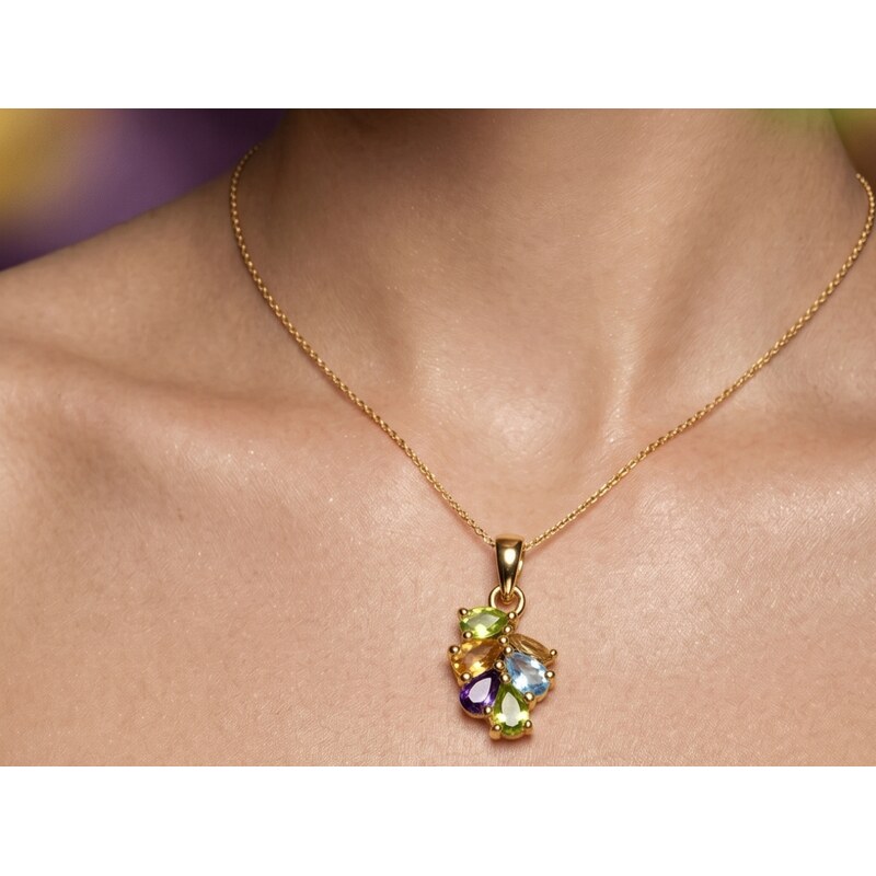Carlo Romani STŘÍBRNÝ PŘÍVĚSEK OLIVIE - MULTICOLOR (POZLACENÝ) 82462215