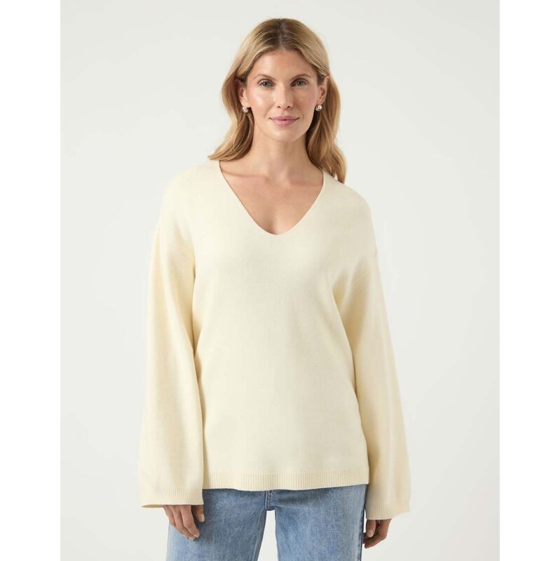 YAS Knitted pullover in birch-Neutral 115691781