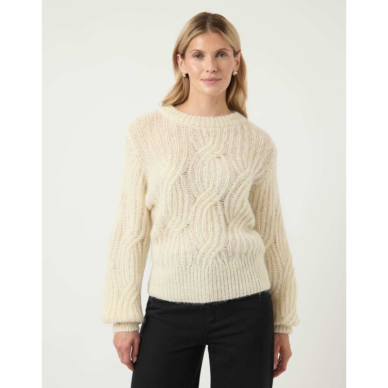 YAS Knitted pullover in birch-Neutral 115691783