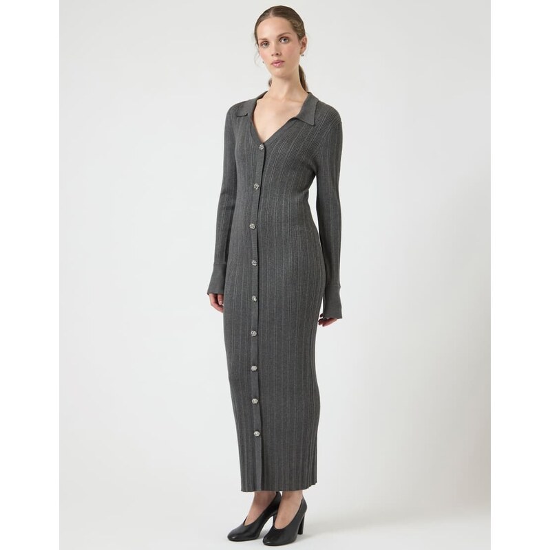 YAS Knitted dress in dark grey melange 115691784