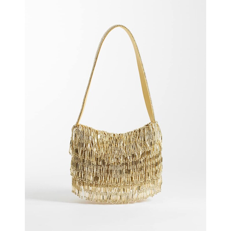 ASOS DESIGN gold fringe embellished shoulder bag 115691717