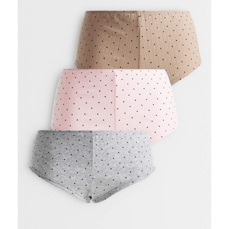 ASOS DESIGN 3 pack polka dot pointelle boy short in pink & grey-Multi 115691719