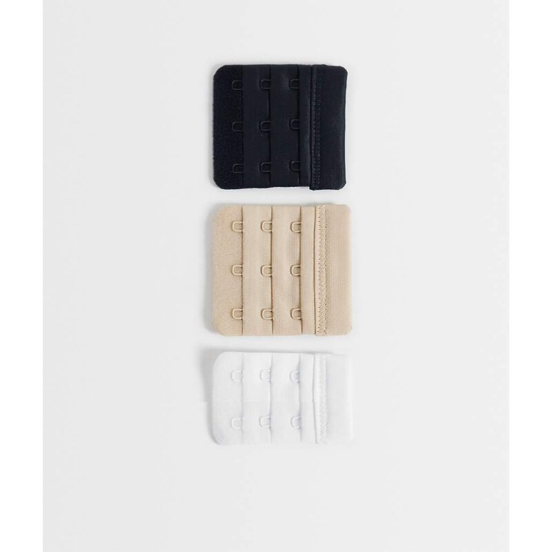 ASOS Curve ASOS DESIGN Curve 3 pack hook bra extenders in white, beige 115691721