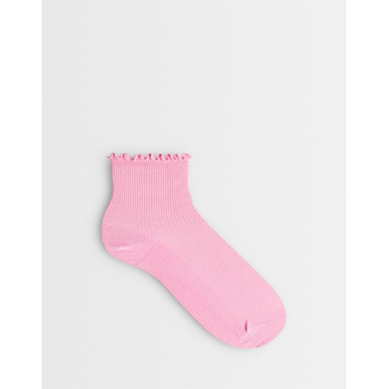 Topshop ribbed frill socks in pink