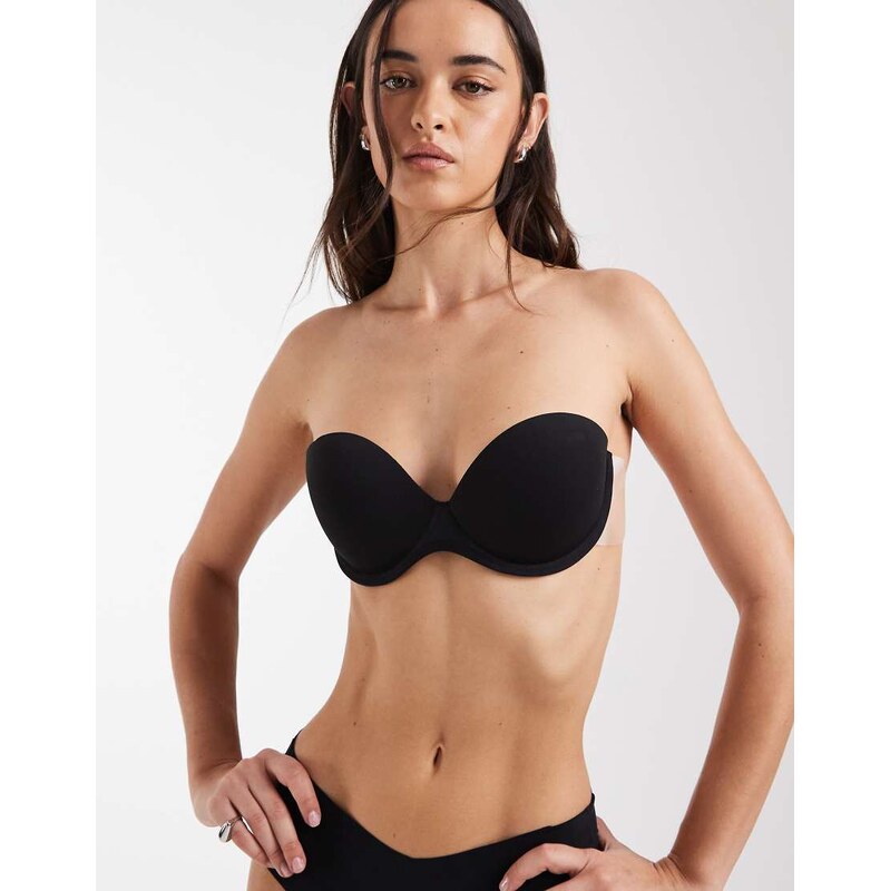 ASOS DESIGN moulded strapless backless bra with stick on wing in black 115691735