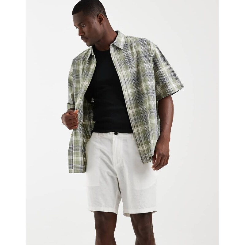Jack & Jones linen mix chino short in white-Neutral