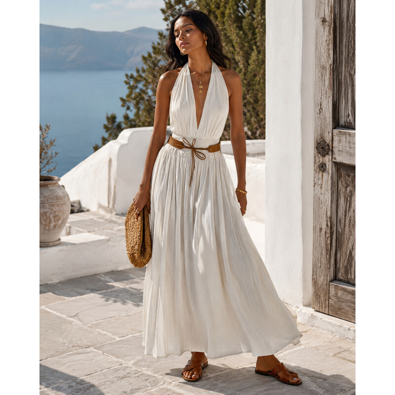Fashionweek Dámská dlouhá maxi sukně s páskem EL-2662