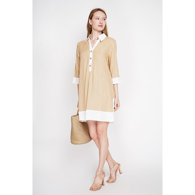 Šaty Le Jardin du Lin Beige/ Weiß 7366958 115702379
