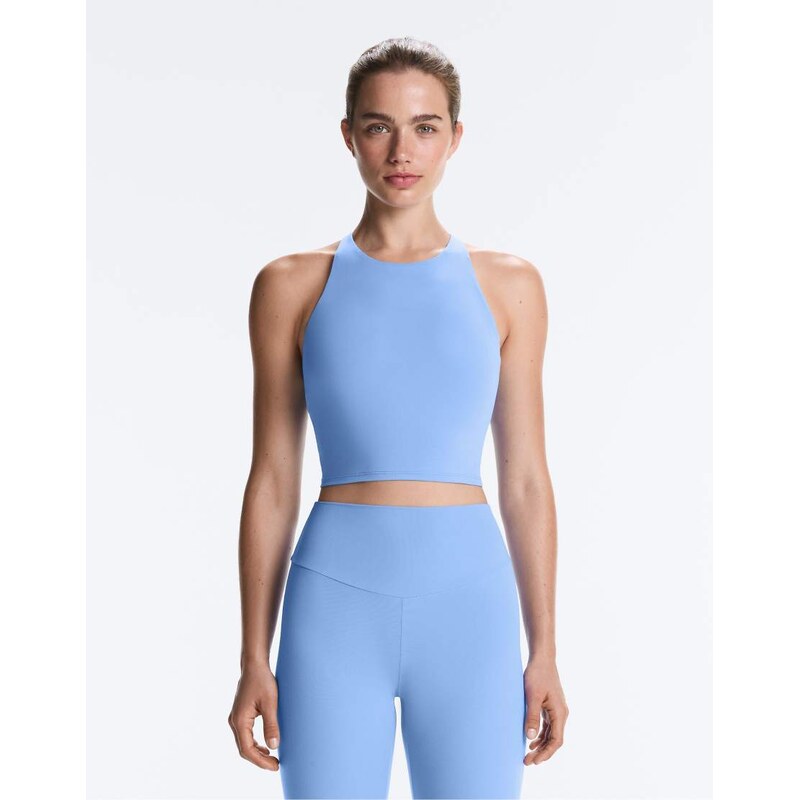 OYSHO Comfortlux strap tank top with cups in blue 115704886