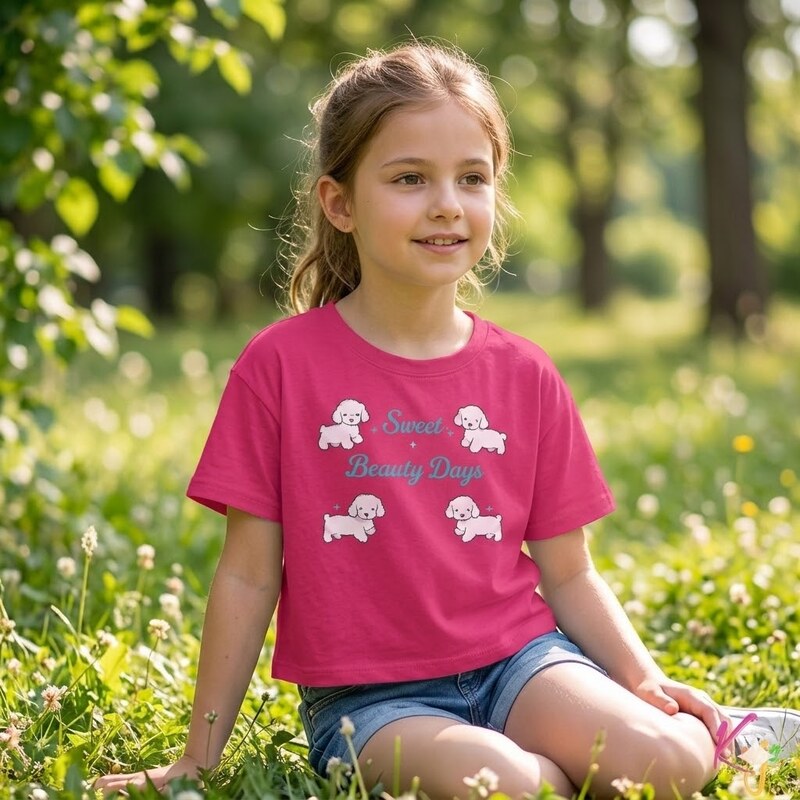 Stylové dívčí crop top tričko Kugo MC9880 růžové, vel. 116