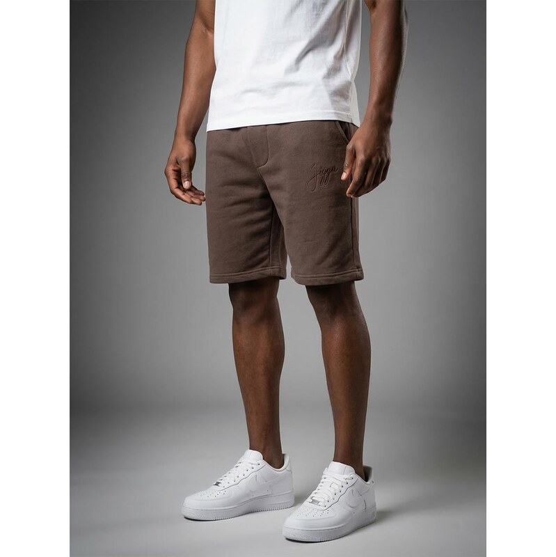Pánské hnědé teplákové kraťasy Jigga Wear Small Written Tag