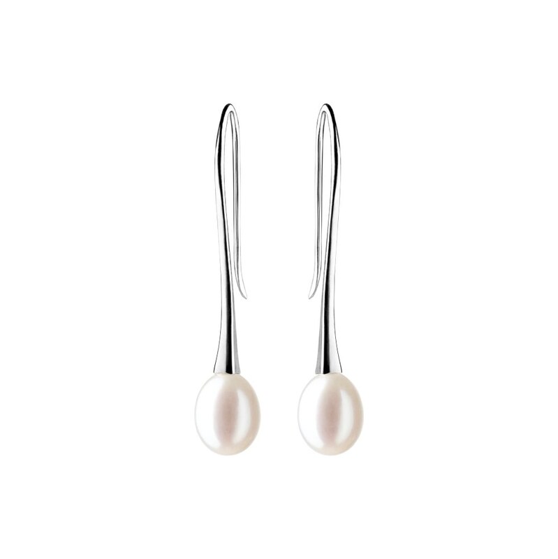 Gaura Pearls Minimalistické stříbrné visací náušnice 925 s pravou 115705305
