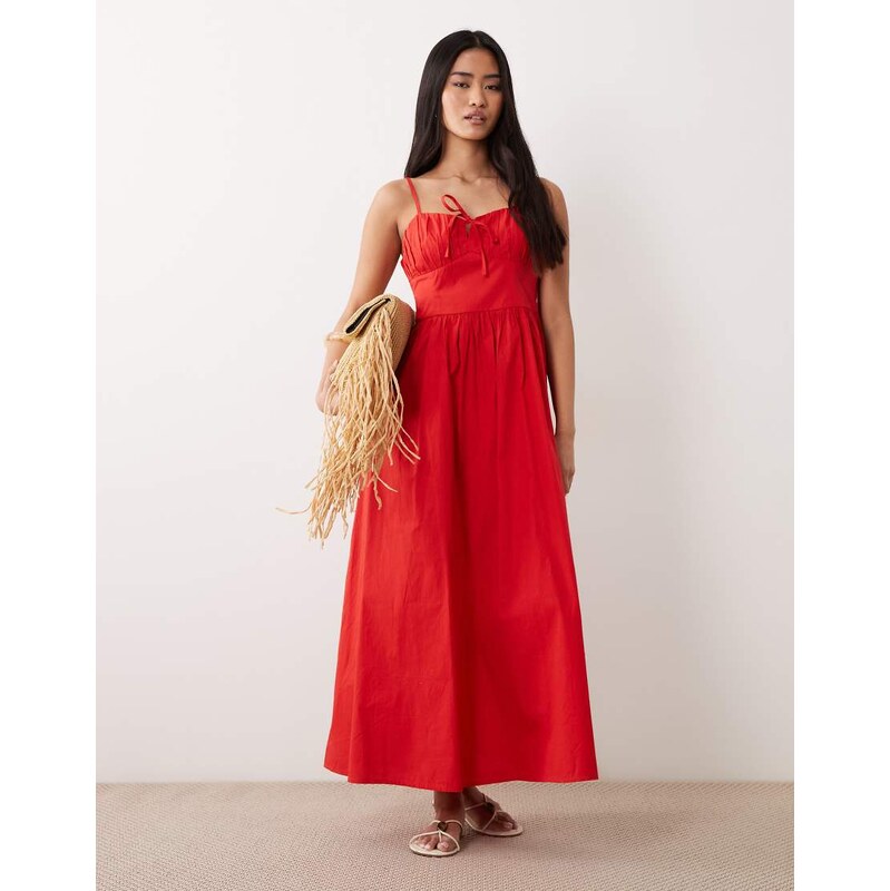 Miss Selfridge corset maxi dress in red-No colour