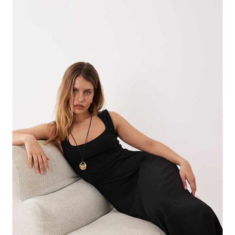 ASOS Petite ASOS DESIGN Petite square neck seam detail midi
