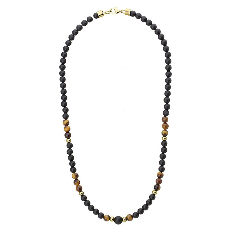 Manoki Pánský korálkový náhrdelník Jaime - 6 mm tygří oko, onyx