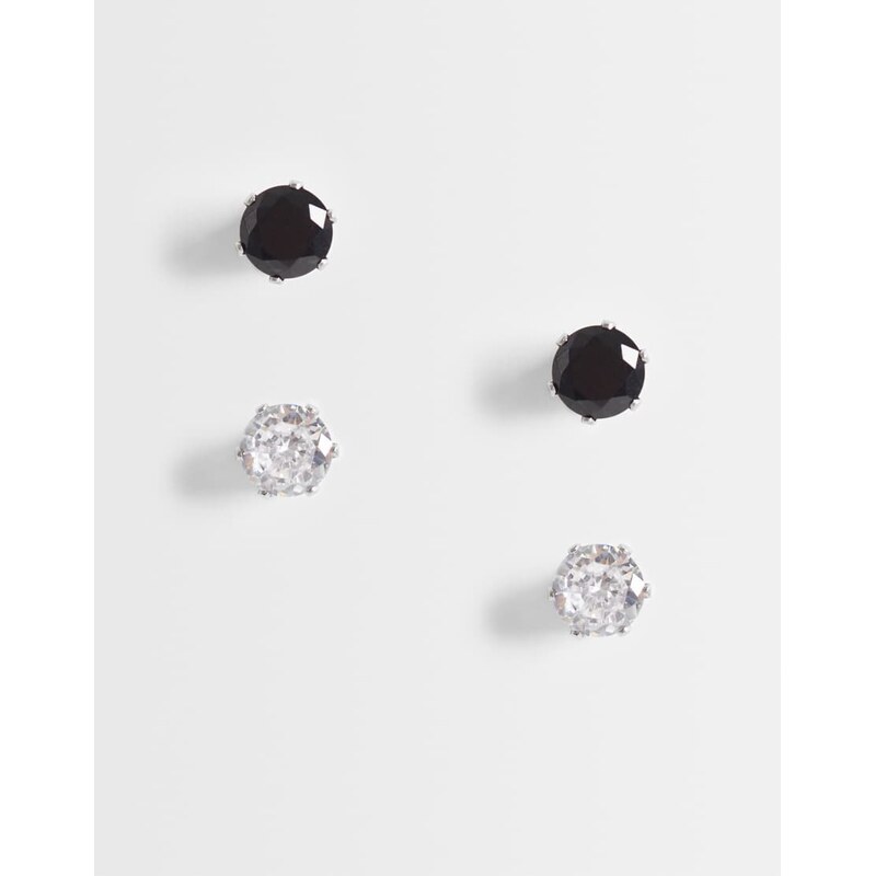 ASOS DESIGN waterproof stainless steel 2 pack black and crystal
