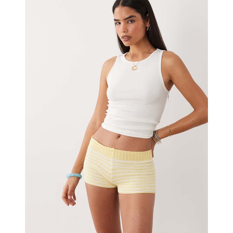Kiwi & Co knitted micro shorts in yellow stripe